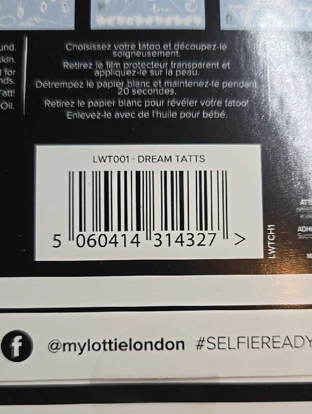 Lottie London Dream Tatts - Silver & White Temporary Tattoos 2 Pk - Picture 6 of 6